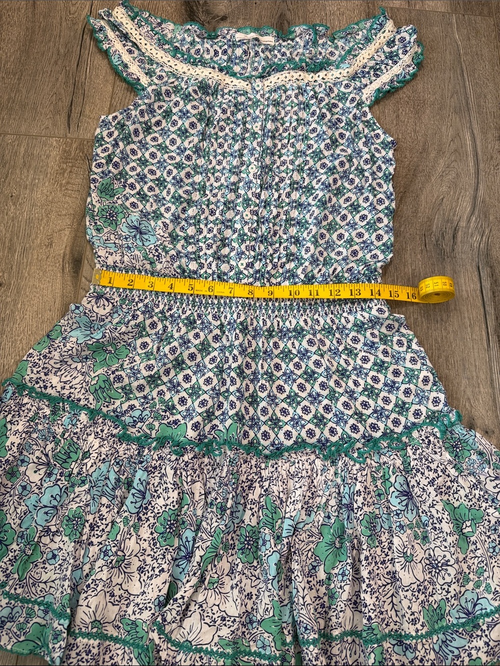 Poupette St. Barth Blue & Green Floral Smocked Mini Dress - Picture 5 of 11